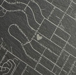 ‘Home is Where the Heart Is’ custom map slate coaster set (4)
